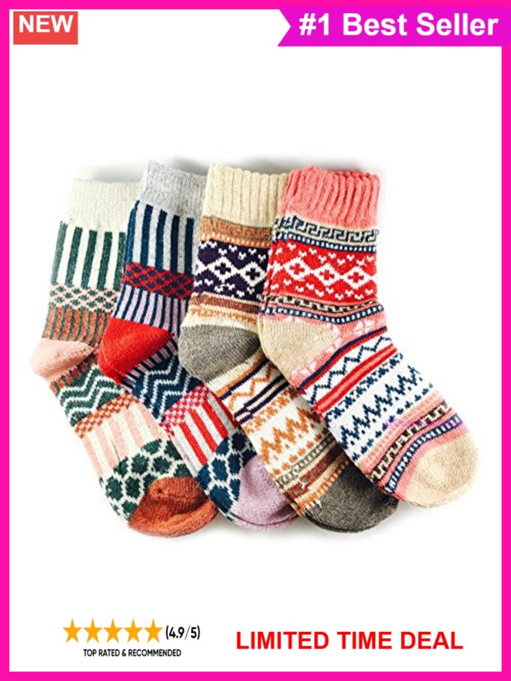 Wool Blend Thick Winter Crew Socks Multicolor Warm Calf Socks